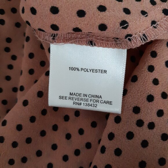 ModCloth Black Polka Dot on Peach V-Neck Tunic Blouse - Picture 6 of 7
